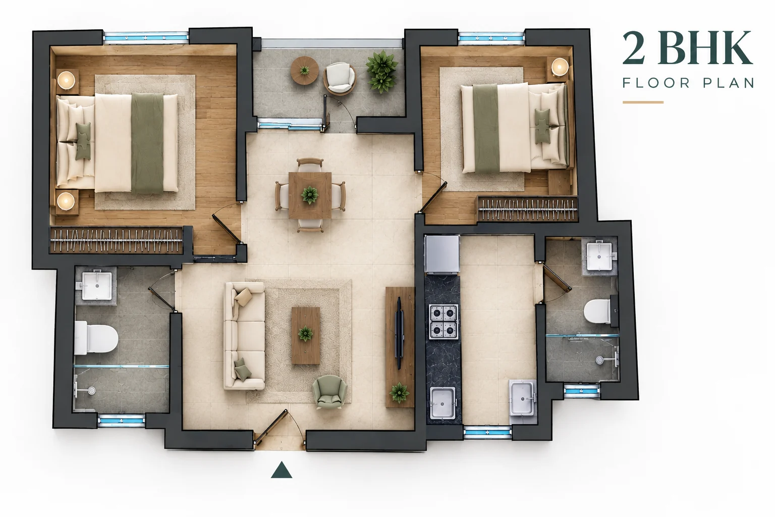 2 BHK Floor Plan