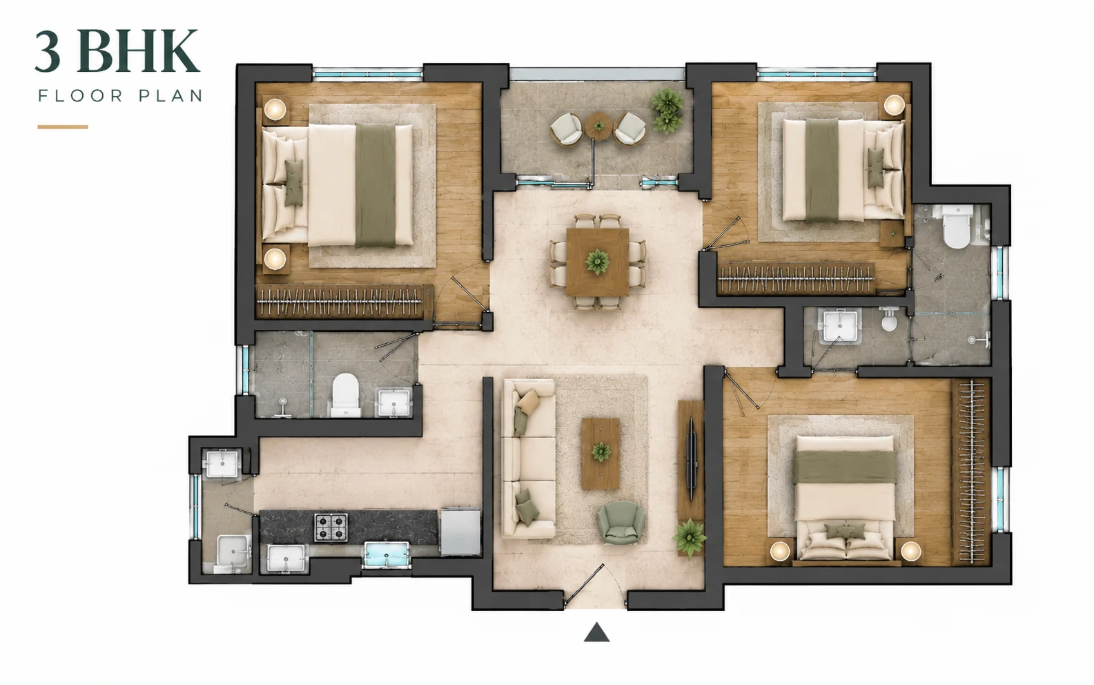 3 BHK Floor Plan